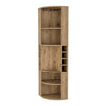 71" Natural Wood Corner Bar Cabinet