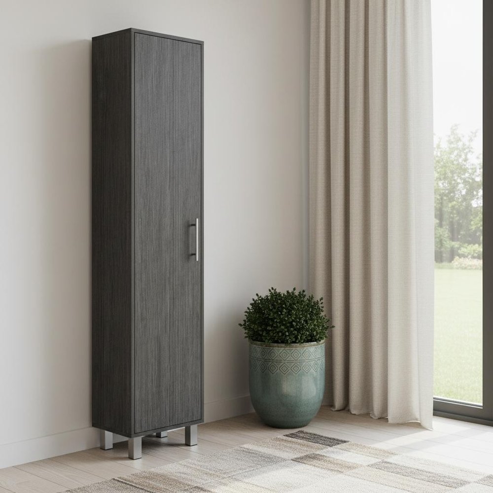 71" Gray Wood Accent Cabinet With Single Door