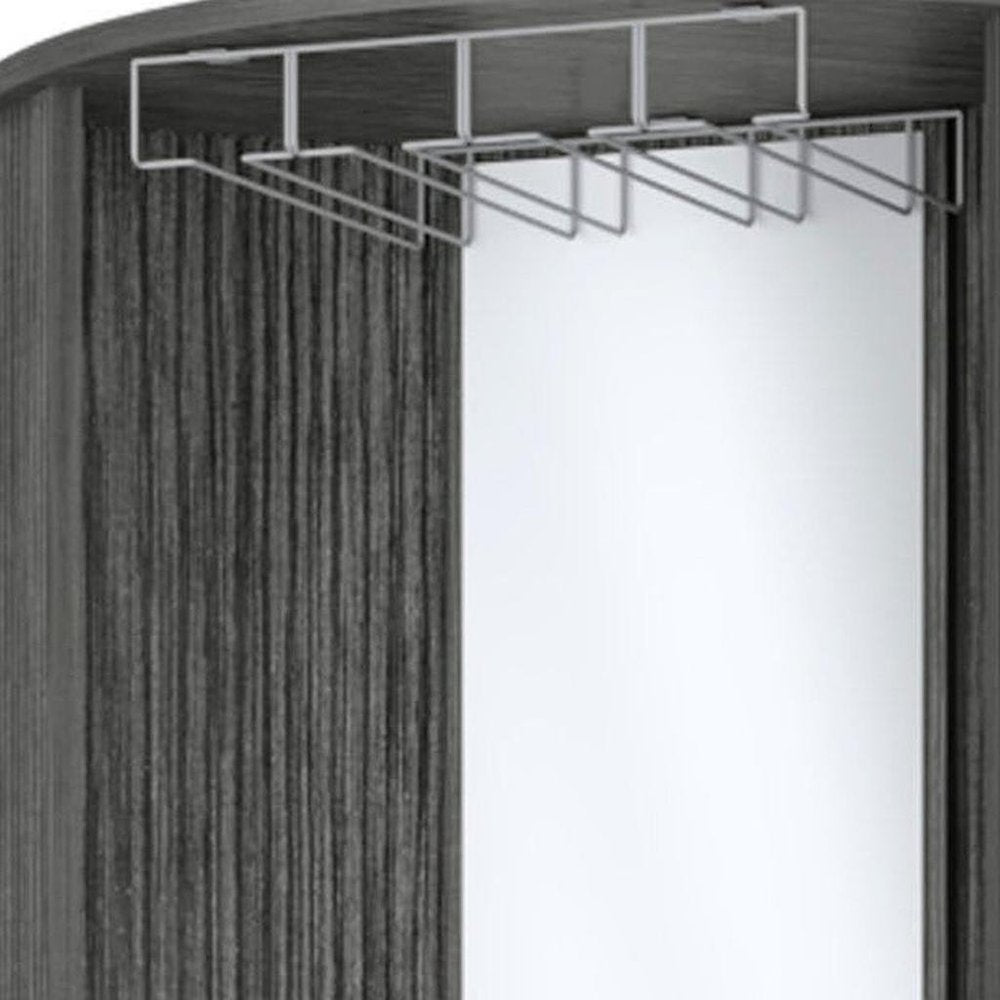 75" Gray Wood Corner Bar Cabinet With Two Doors