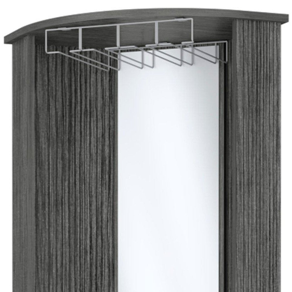 75" Gray Wood Corner Bar Cabinet With Two Doors