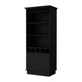 70" Black Wood Bar Cabinet With Two Doors