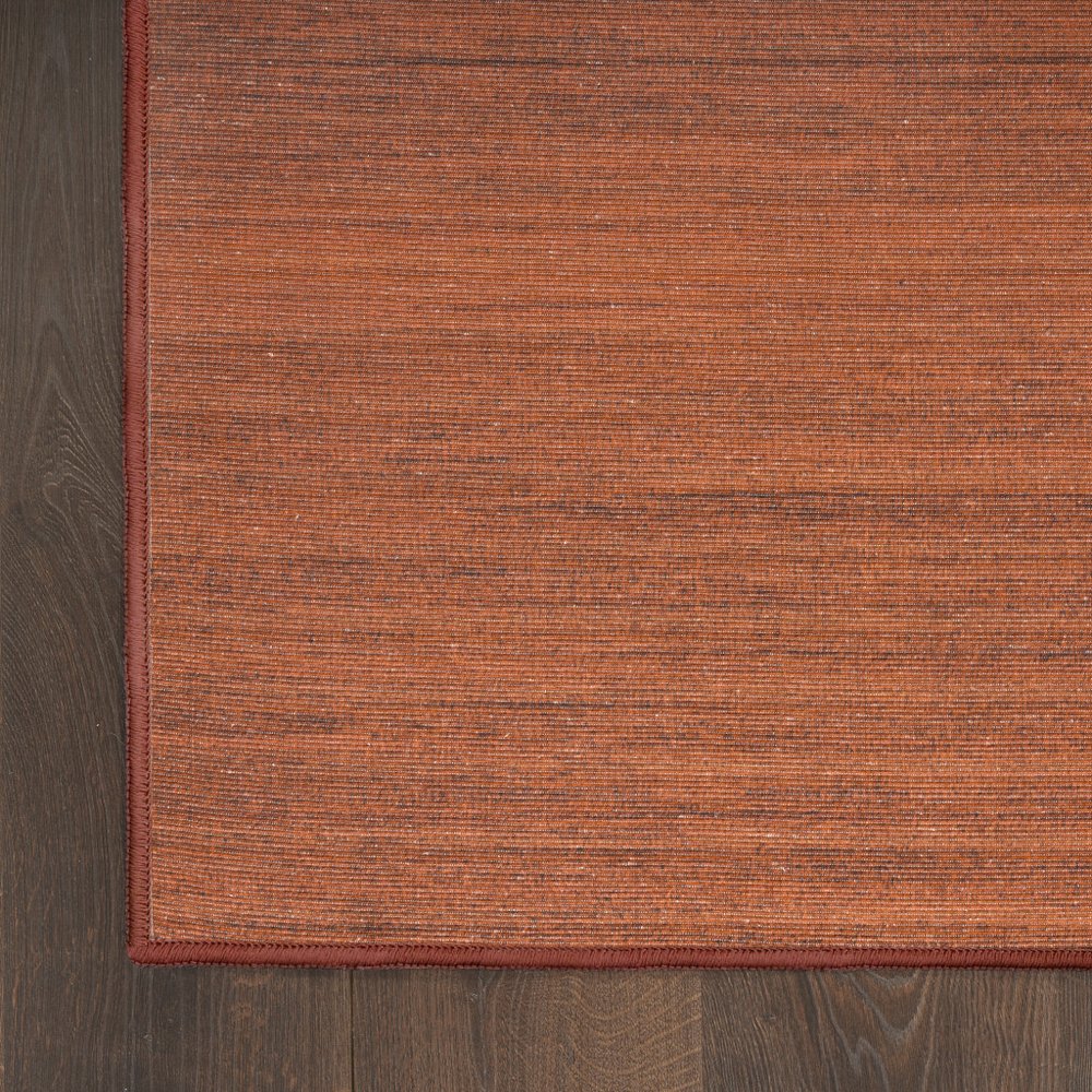 10' Brick Red Abstract Washable Runner Rug