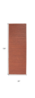10' Brick Red Abstract Washable Runner Rug