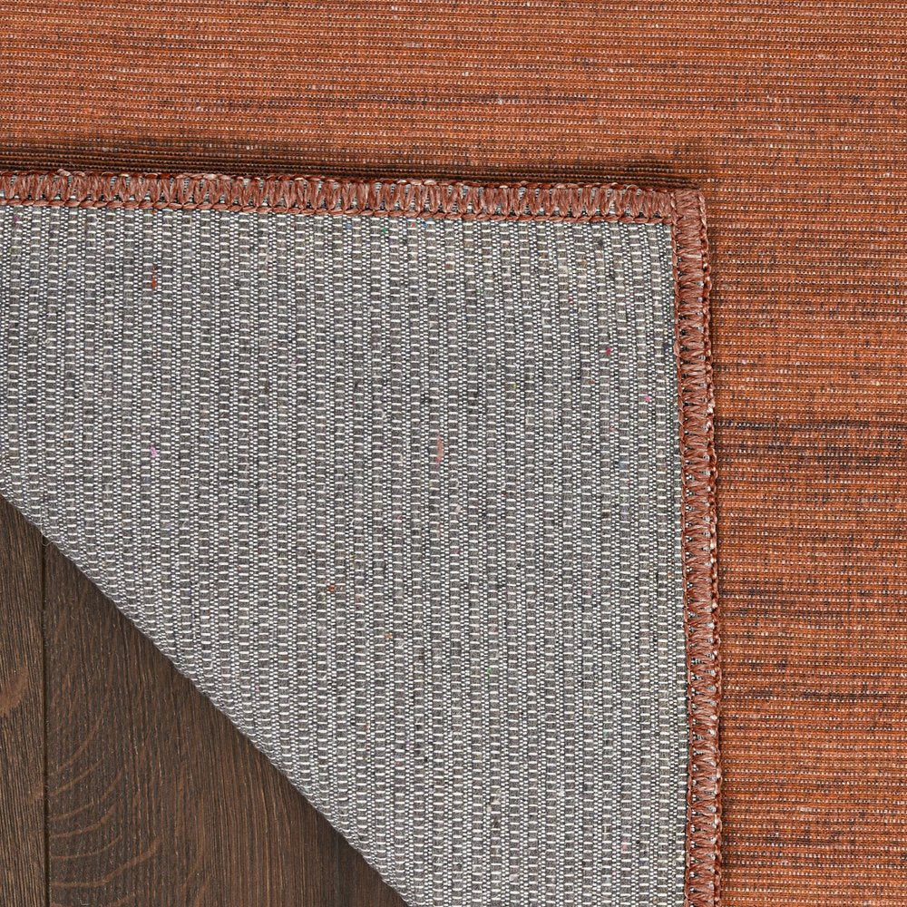 10' Brick Red Abstract Washable Runner Rug