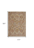 9' X 13' Rust Ivory And Blue Geometric Distressed Area Rug