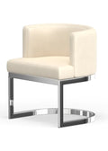 White and Silver Faux Leather Wing Back Dining Side Chair
