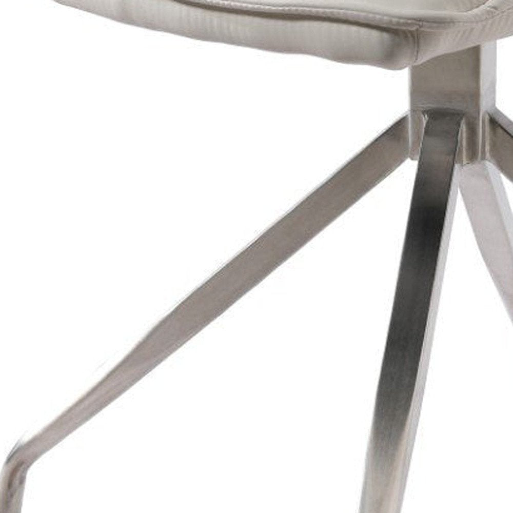 Set of Two White and Silver Faux Leather Swivel Dining Side Chairs