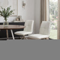 Set of Two White and Silver Faux Leather Swivel Dining Side Chairs