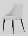 Set of Two White and Black Fabric Dining Side Chairs