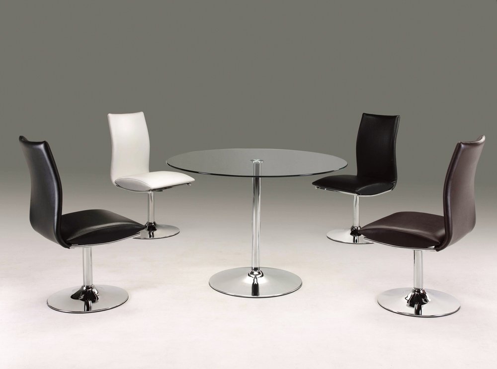 Set of Two White and Silver Faux Leather Dining Side Chairs