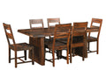 Seven Piece Brown Solid Wood Dining Set with Six Chairs
