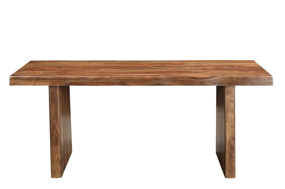 Seven Piece Brown Solid Wood Dining Set with Six Chairs