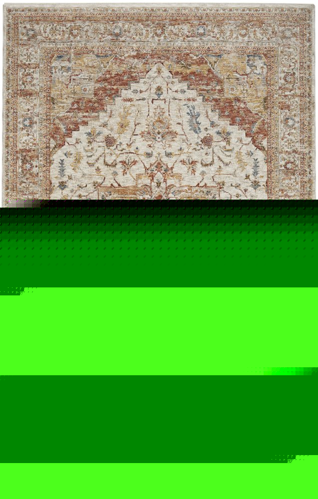 9' X 13' Rust And Ivory Floral Distressed Area Rug