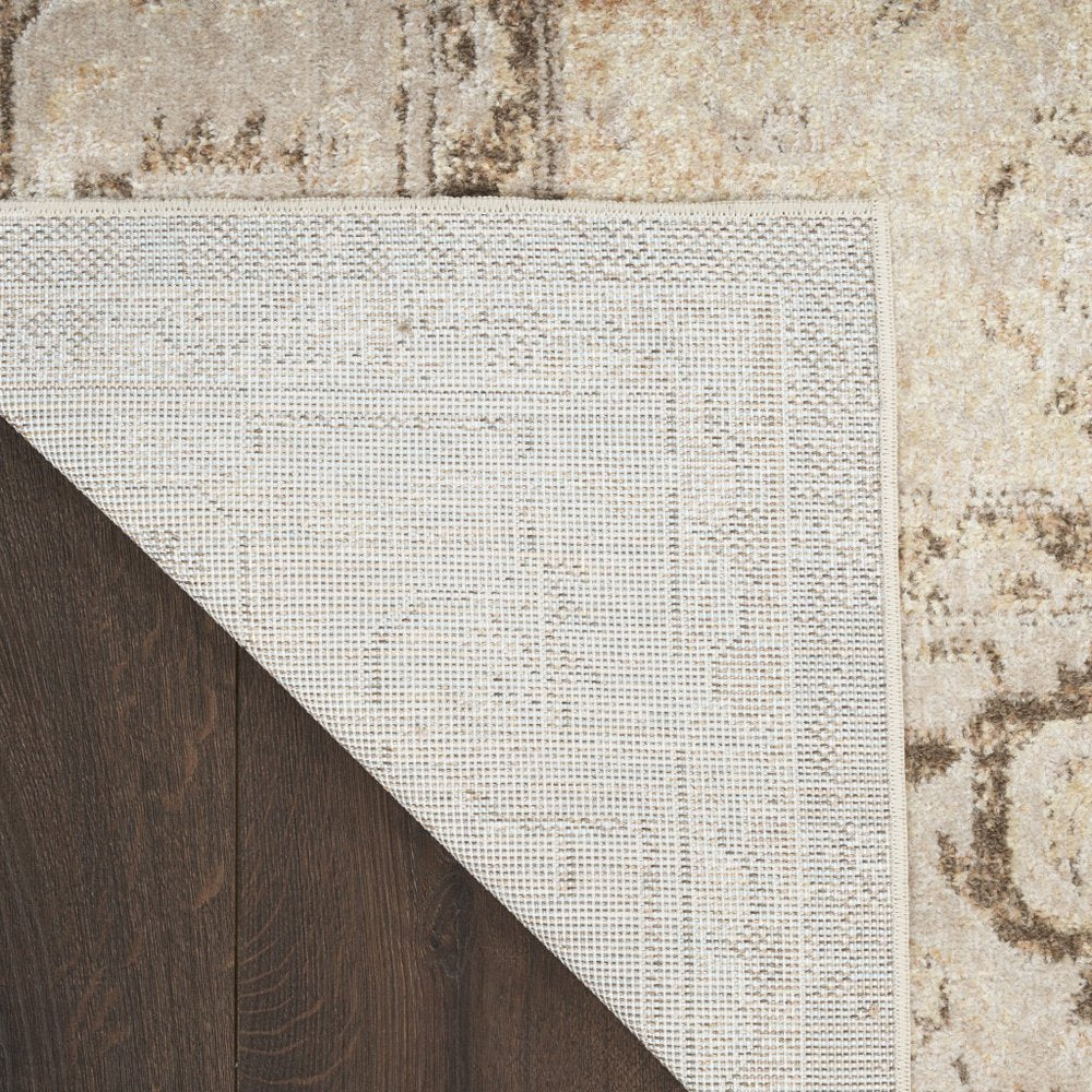 10' Beige And Brown Floral Distressed Runner Rug