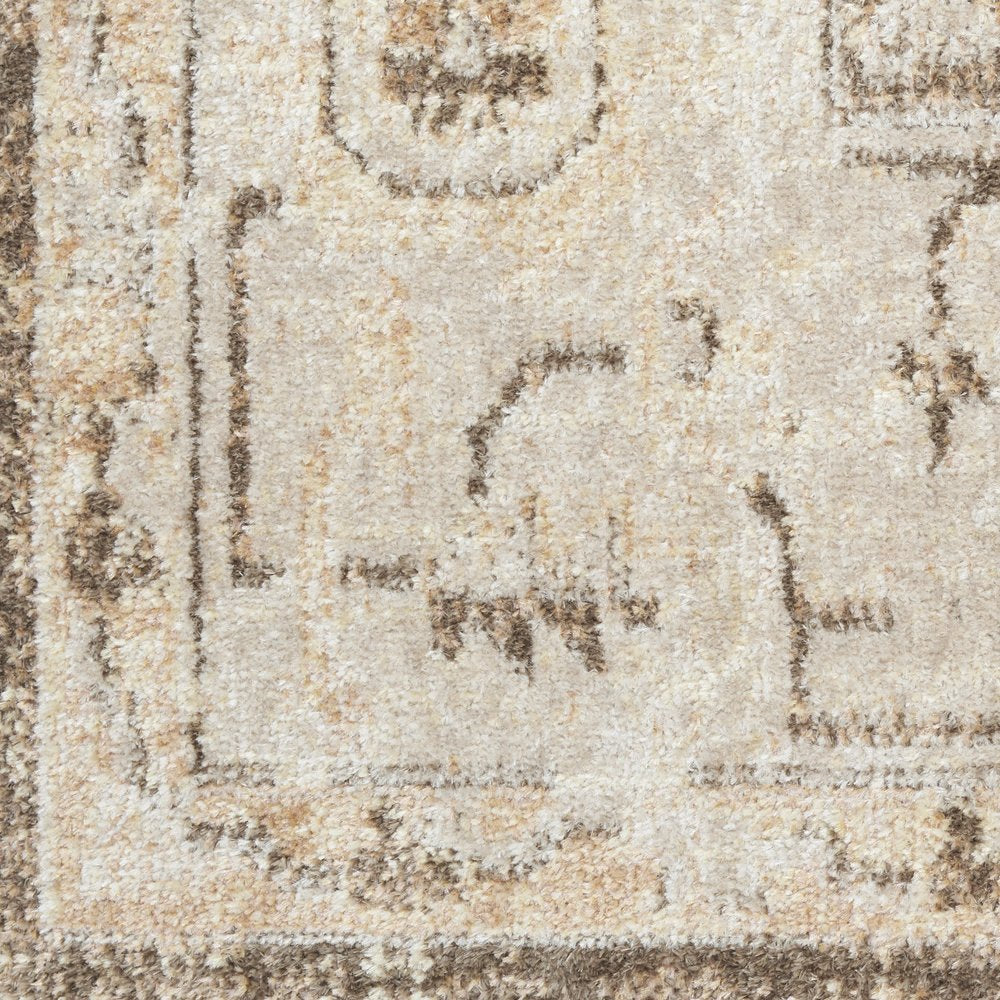 10' Beige And Brown Floral Distressed Runner Rug