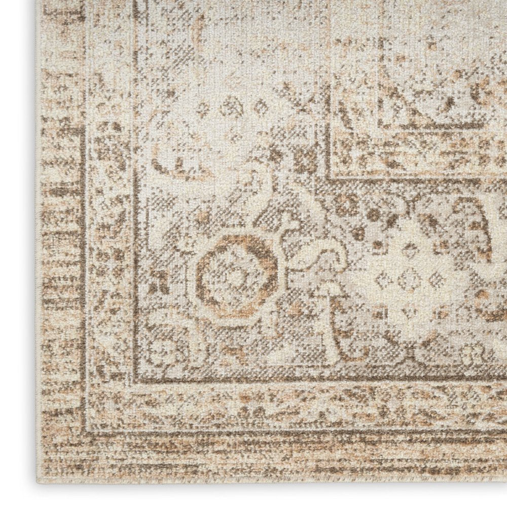 10' Beige And Brown Geometric Runner Rug