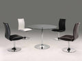 42" Clear and Silver Glass and Metal Pedestal Base Round Top Dining Table