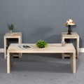 Three Piece Natural Solid Wood Distressed Sled Coffee And End Tables Set