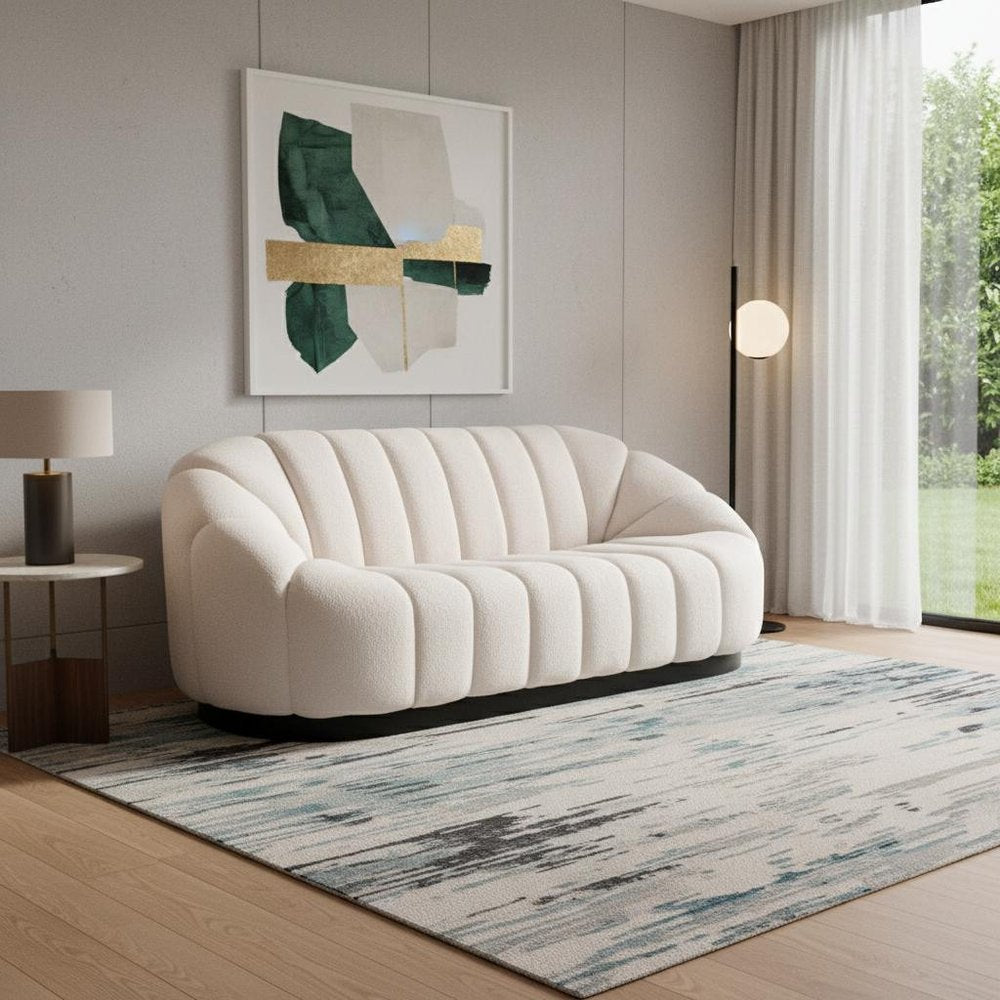 85" Cream Curved Sofa