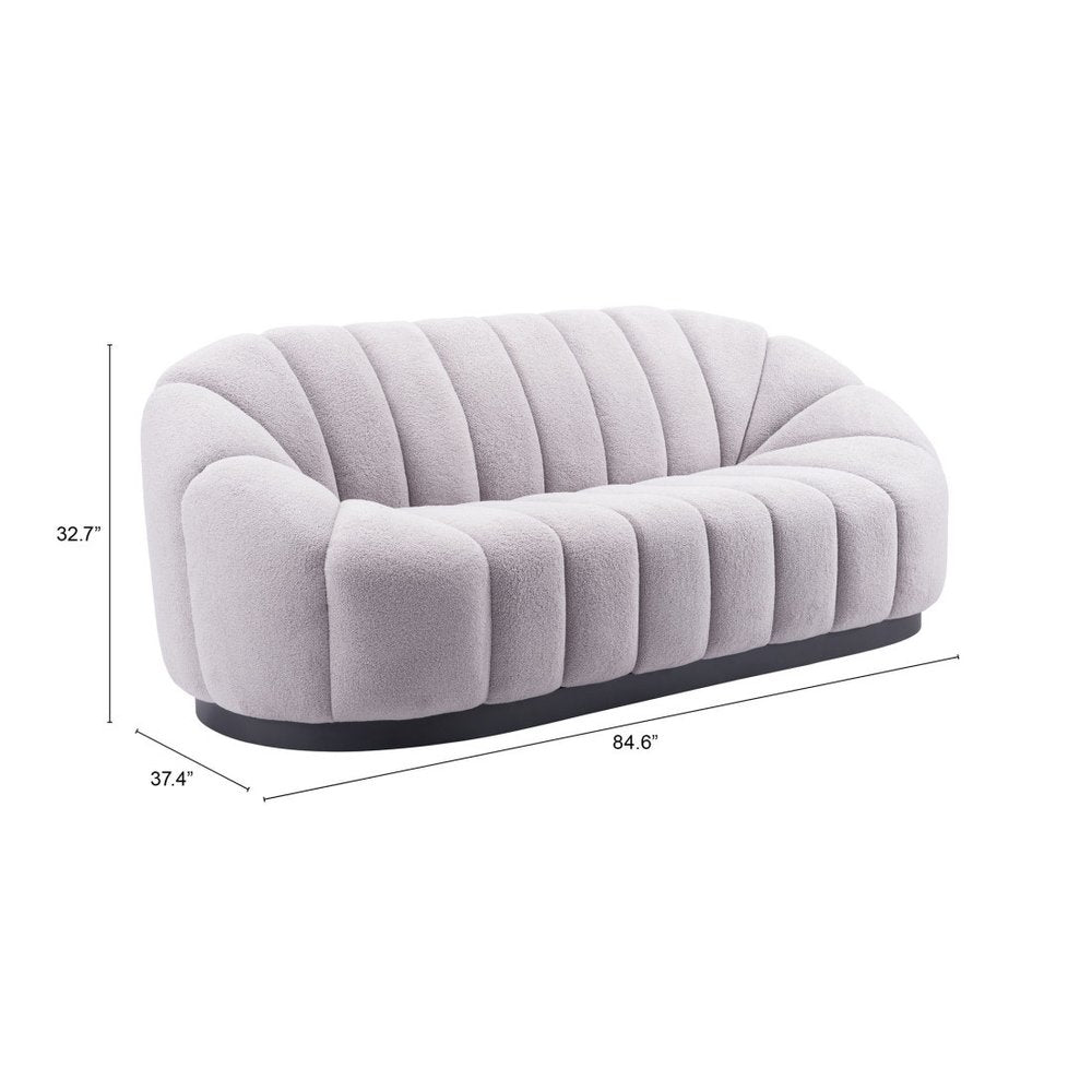 85" Light Gray Upholstered Curved Sofa