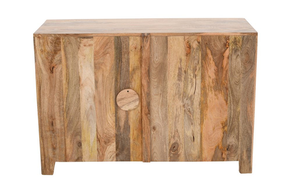 30" Natural Solid Wood Textured Door Accent Cabinet With Two Doors