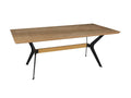 79" Brown and Red Wood and Metal Trestle Base Dining Table