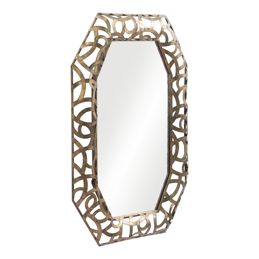 35" Bronze Octagonal Steel Framed Accent Mirror