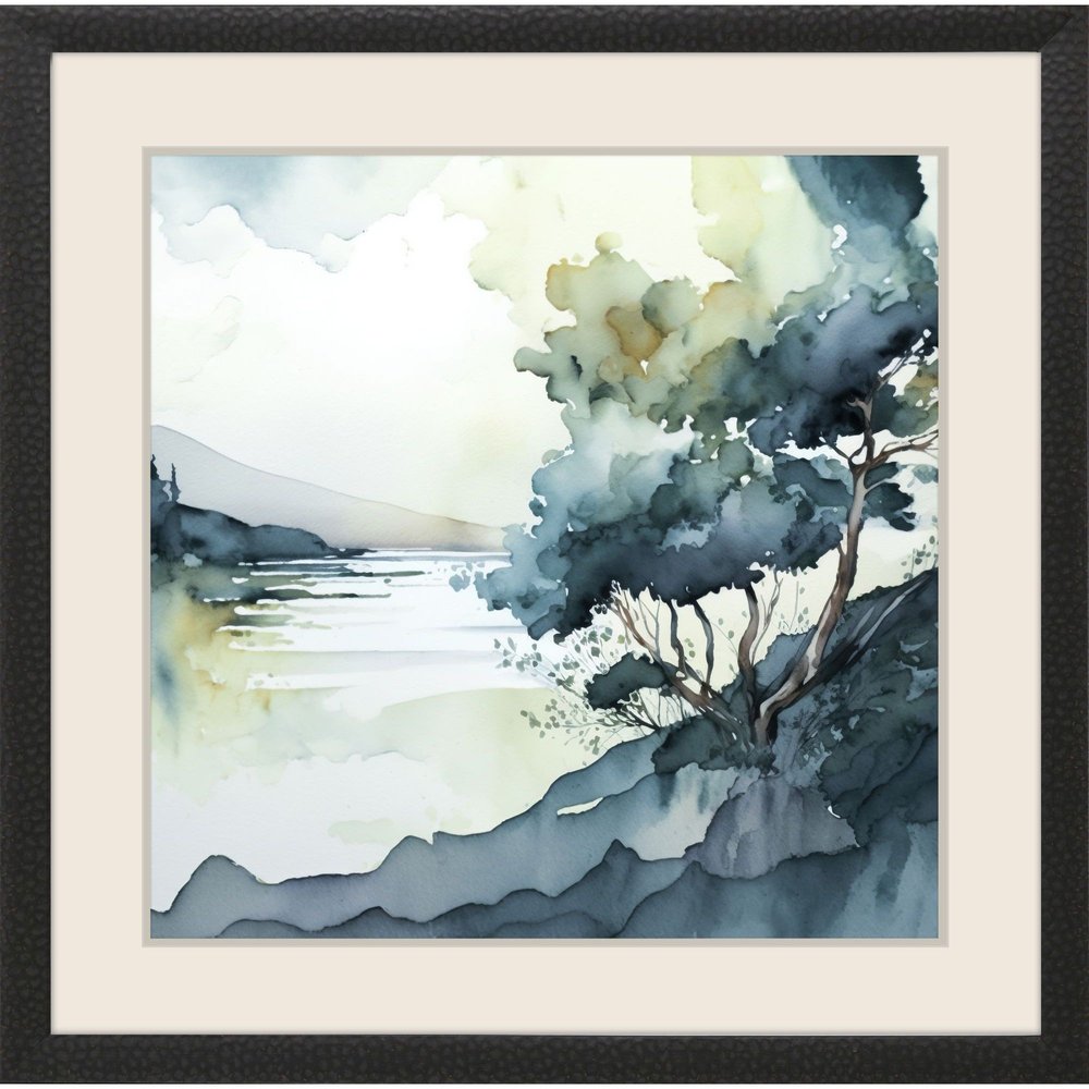 Whispers in the Wind Modern Landscape Black Framed Wall Art