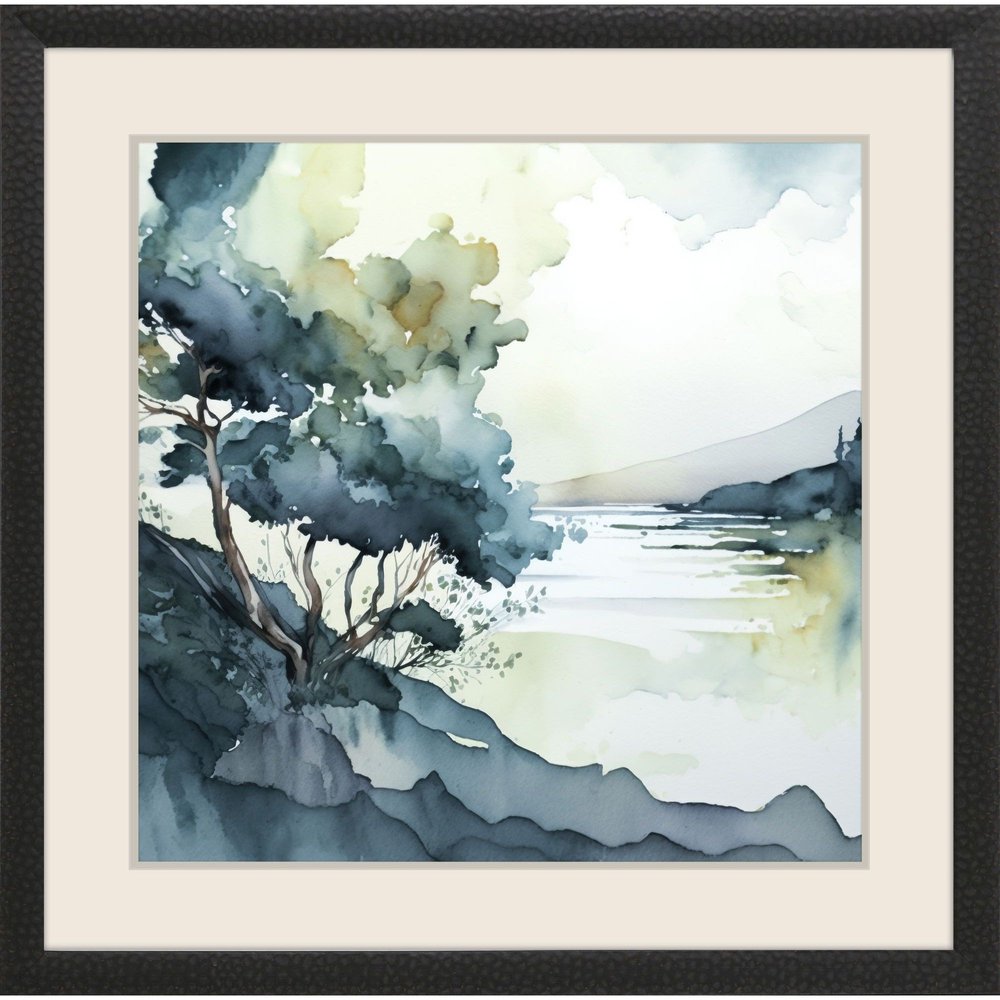 Whispers in the Wind Modern Landscape Black Framed Wall Art