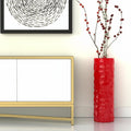 36" Red Faceted Geometric Resin Floor Vase
