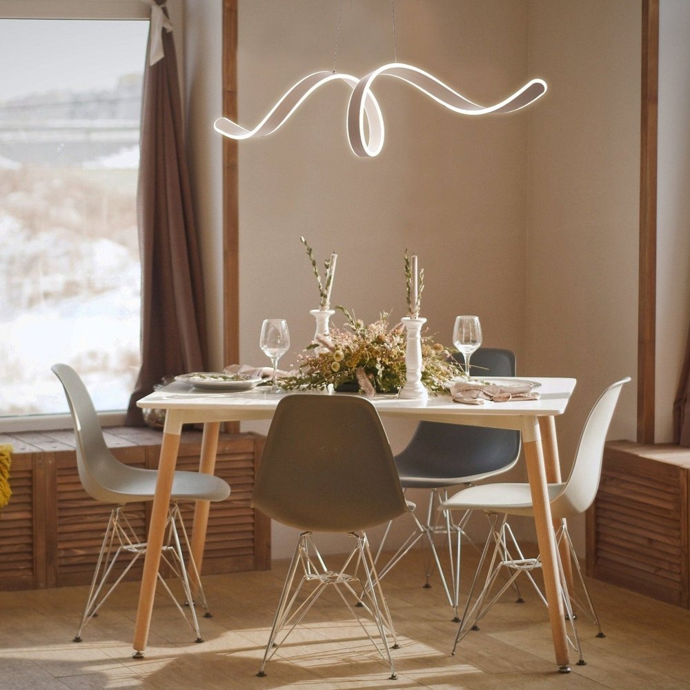 White Metal LED Dimmable Smart Enabled Chandelier