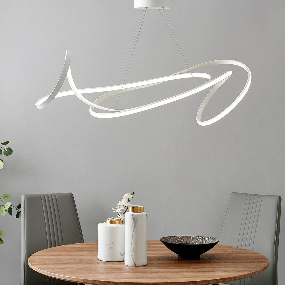 White Metal LED Dimmable Chandelier