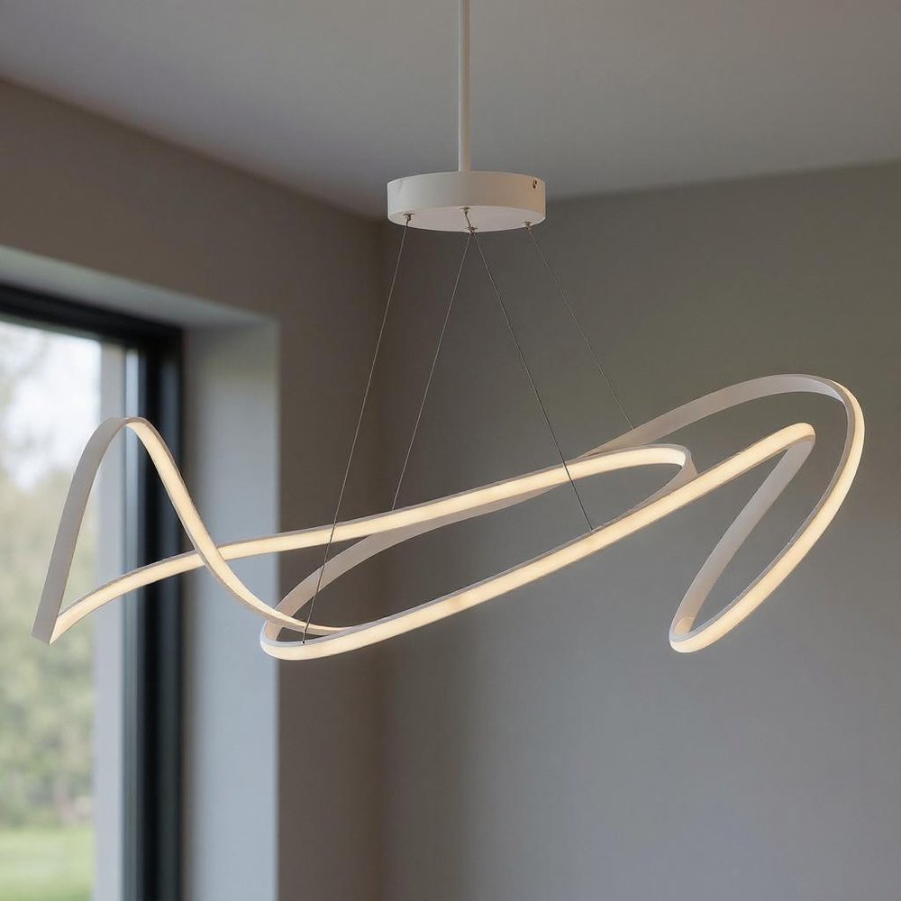 White Metal LED Dimmable Chandelier