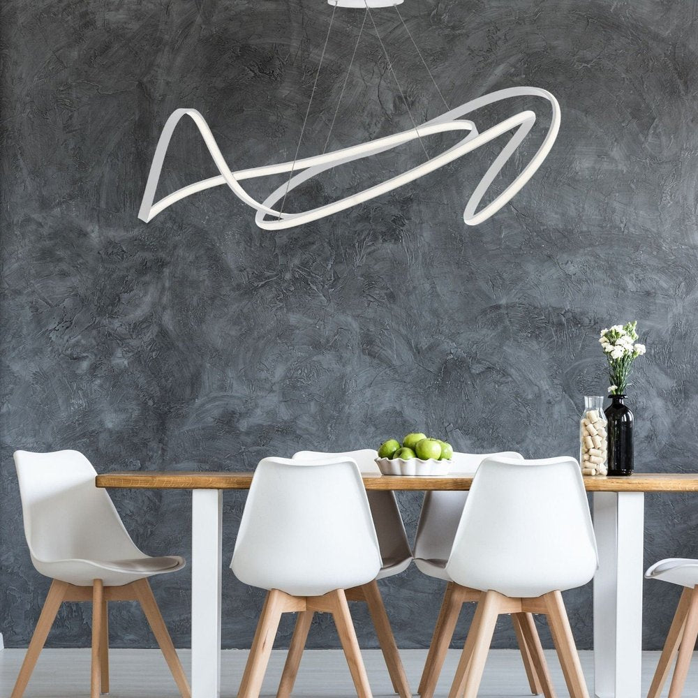 White Metal LED Dimmable Smart Enabled Chandelier