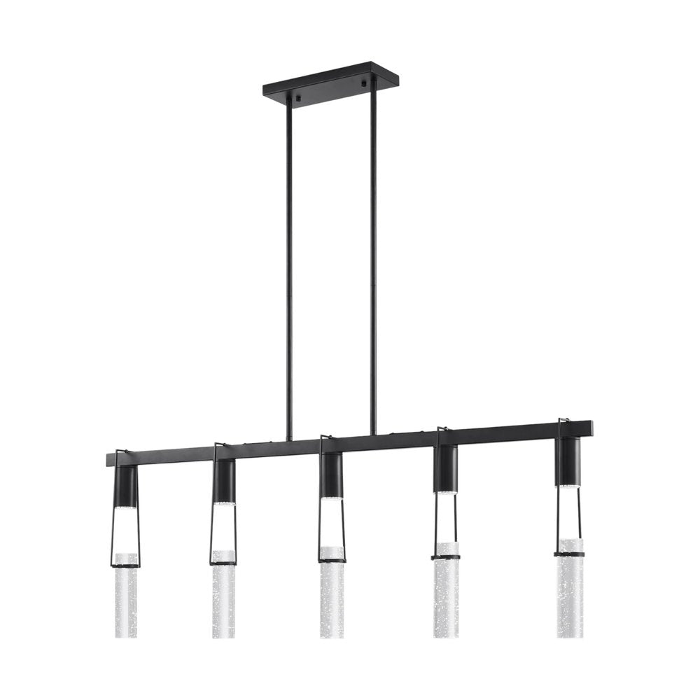 Black And Clear Five Light Metal and Faux Crystals Dimmable Smart Enabled Chandelier With Clear Shades