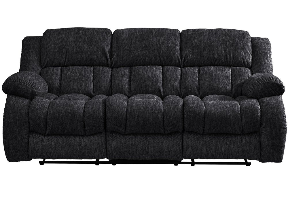 88" Black Upholstered Reclining USB Sofa With Toss Pillow