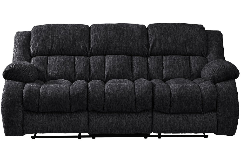 88" Black Upholstered Reclining USB Sofa With Toss Pillow