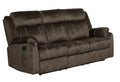 80" Dark Brown Fabric Reclining USB Sofa With Toss Pillow