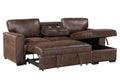 92" Dark Brown Upholstered Sleeper USB Sleeper Sofa Chaise With Toss Pillow