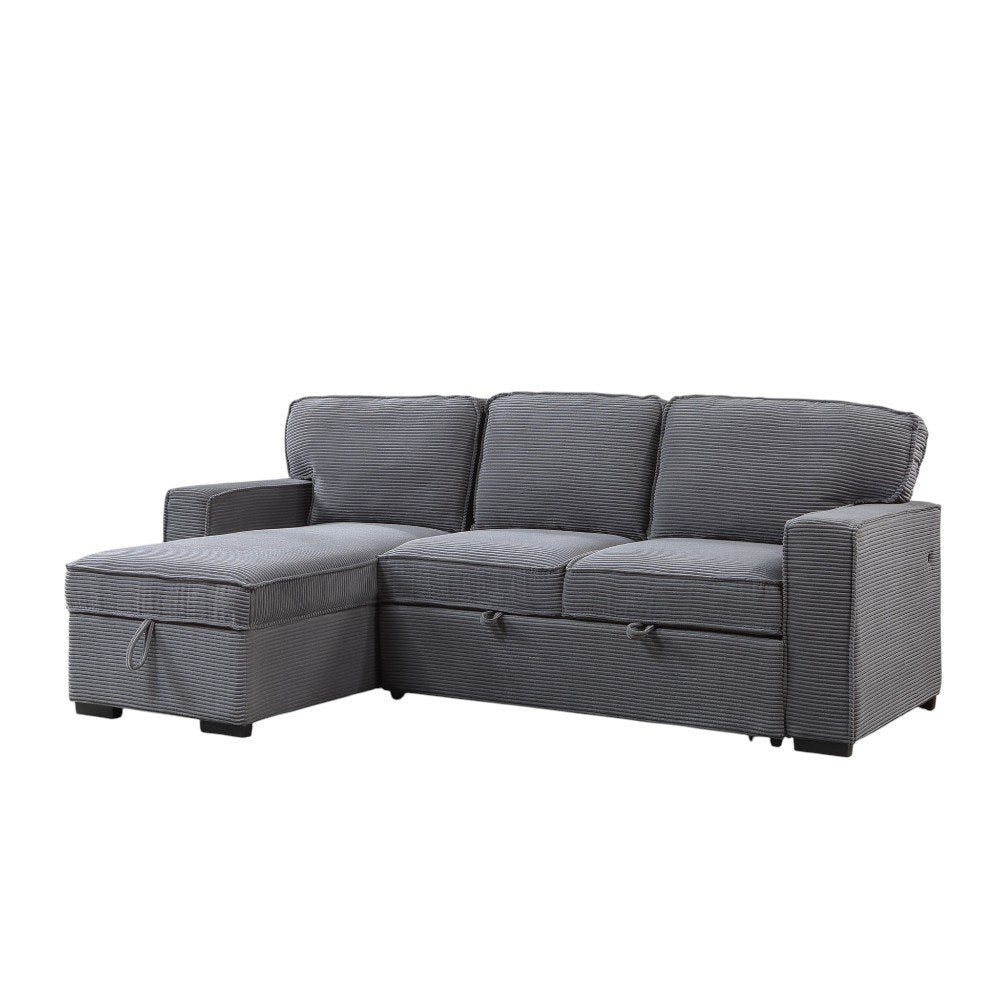 92" Light Gray Sleeper USB Sleeper Sofa And Toss Pillow With Black Legs
