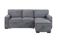 92" Light Gray Sleeper USB Sleeper Sofa And Toss Pillow With Black Legs