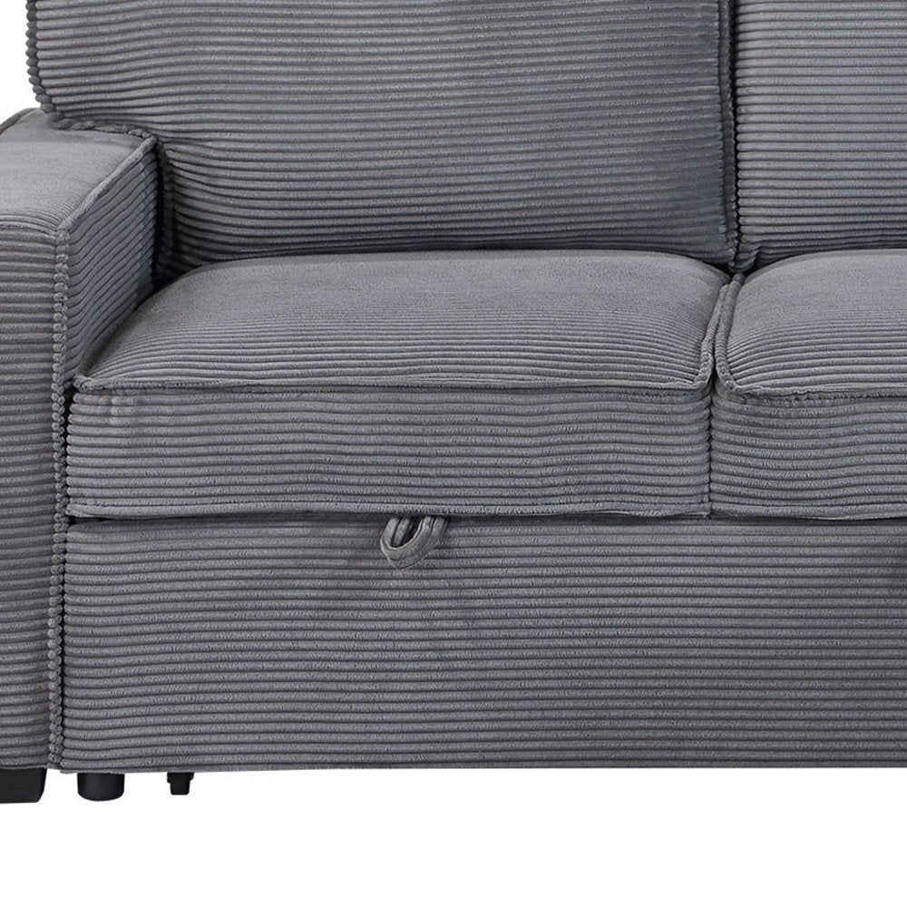 92" Light Gray Sleeper USB Sleeper Sofa And Toss Pillow With Black Legs