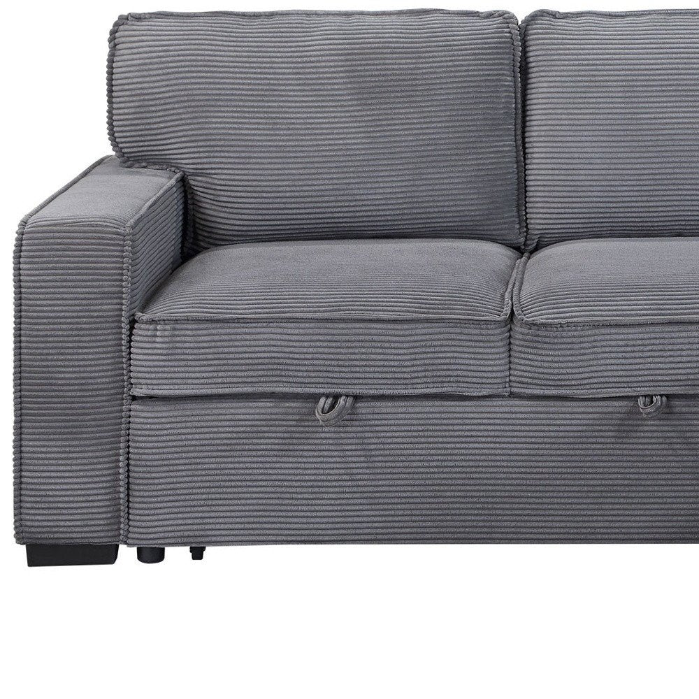 92" Light Gray Sleeper USB Sleeper Sofa And Toss Pillow With Black Legs