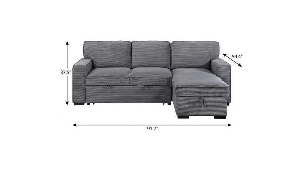 92" Light Gray Sleeper USB Sleeper Sofa And Toss Pillow With Black Legs