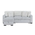 92" Gray And White Fabric Sleeper USB Sleeper Sofa With Toss Pillow