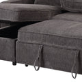 92" Dark Gray Upholstered Sleeper USB Sleeper Sofa With Toss Pillow