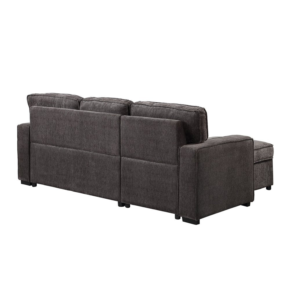 92" Dark Gray Upholstered Sleeper USB Sleeper Sofa With Toss Pillow