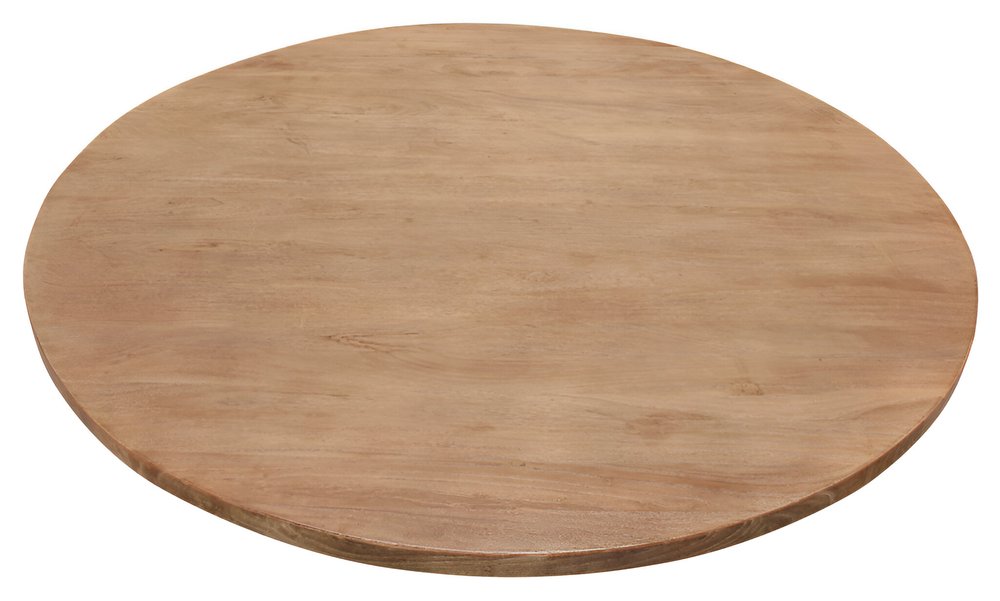 72" Natural And Black Rounded Solid Wood And Iron Pedestal Base Dining Table