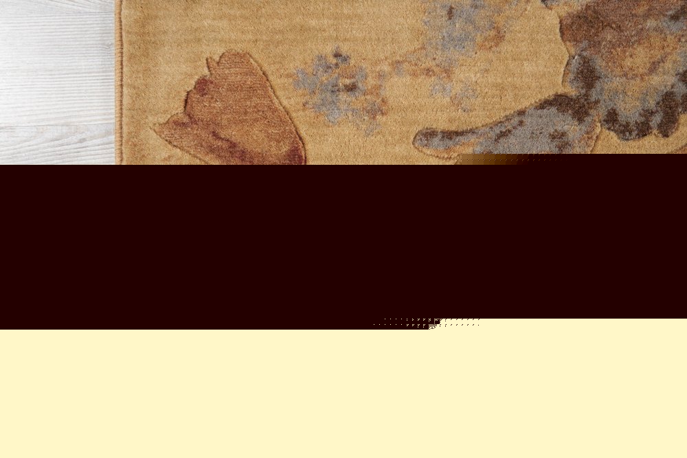 10' Beige Red And Orange Floral Non Skid Runner Rug
