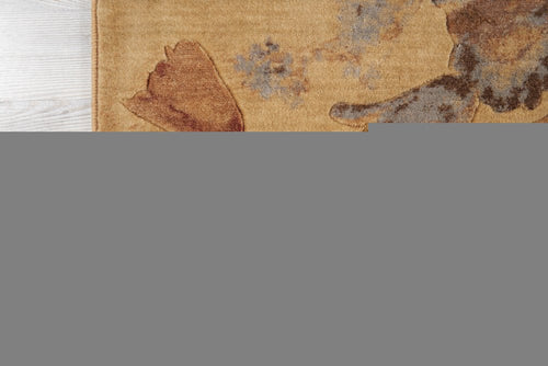 10' Beige Red And Orange Floral Non Skid Runner Rug